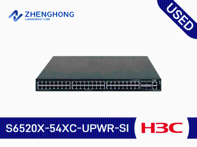 H3C S6520X-54XC-UPWR-SI L3 Ethernet Switch with 48*100M/1G/2.5G/5G/10GBase-T UPoE Ports,4*QSFP Plus Ports and 1*Slot, Without Power Supplies