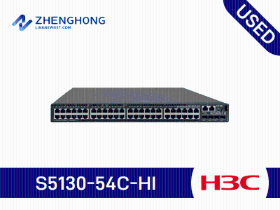 H3C S5130-54C-HI Switching capacity 598Gbps, Forwarding capacity 192Mpps, 48 10/100/1000base-T Ethernet ports,  4* 10G/1G BASE-X SFP+ ports
