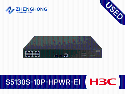 H3C S5130S-10P-HPWR-EI L2 Ethernet Switch with 8*10/100/1000BASE-T PoE+ Ports(AC 125W), and 2*1000BASE-X SFP Ports,(AC)