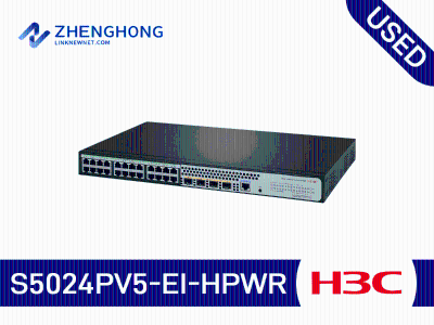 H3C S5024PV5-EI-HPWR L2 Ethernet Switch with 24*10/100/1000BASE-T PoE+ Ports (AC 370W) and 4*1000BASE-X SFP Ports,(AC)